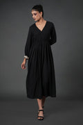 Black puff sleeve maxi dress