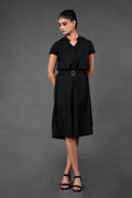 Black Georgette Shirt Dress
