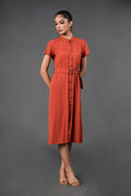 Rust Georgette Shirt Dress